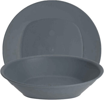 Excellent Houseware Serviesset 16-delig - kunststof - grijs - 8 personen