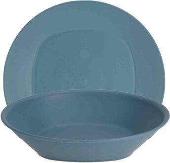 Excellent Houseware Serviesset 16-delig - kunststof - petrol - 8 personen