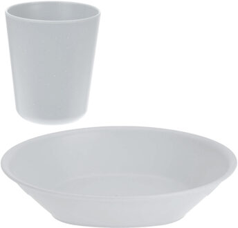 Excellent Houseware Serviesset 16-delig - kunststof - wit - 8 personen - Campingborden