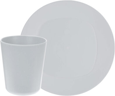 Excellent Houseware Serviesset 8-delig - kunststof - wit - 4 personen - Campingborden