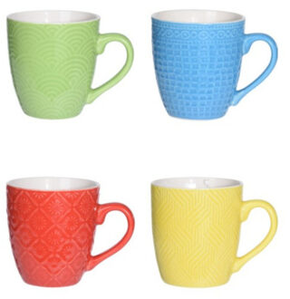 Excellent Houseware Set van 12x stuks excellent houseware koffiekopjes - 4 stuks - multi-kleur - 240 ml