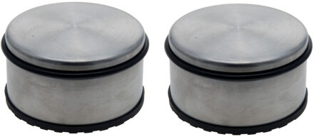 Excellent Houseware Set van 2x stuks aluminium deurstoppers met rubber 11 cm - Deurstoppers Zilverkleurig