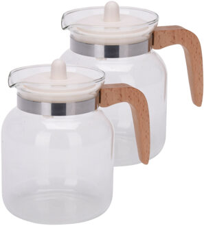Excellent Houseware set van 2x stuks glazen theepot met infuser 1,5 liter