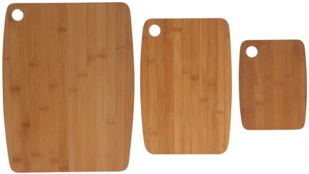 Excellent Houseware Set van 3x snijplanken/serveerplanken - bamboe hout - Snijplanken Bruin