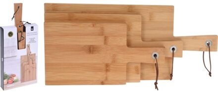Excellent Houseware Set van 3x stuks bamboe houten snijplanken - Snijplanken Bruin