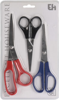 Excellent Houseware Set van 3x stuks scharen rood/blauw/zwart Multi