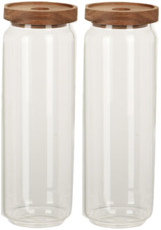 Excellent Houseware Set van 4x stuks glazen luxe keuken voorraadpot/voorraadbus 1300 ml