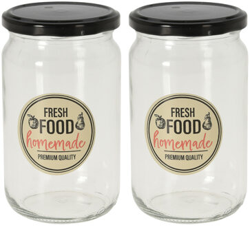 Excellent Houseware Set van 4x stuks voorraadpotten/weckpotten 720 ml glas met metalen schroefdeksel