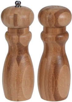 Excellent Houseware Setje Bamboe houten pepermolen en zoutmolen 16 cm