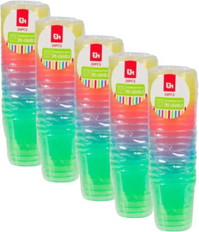 Excellent Houseware Shotglas - 100x - kleuren - kunststof? - 30 ml