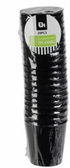 Excellent Houseware Shotglas - 20x - zwart - kunststof - 30 ml - herbruikbaar