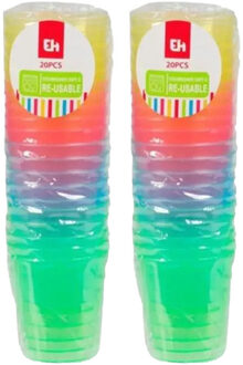 Excellent Houseware Shotglas - 40x - kleuren - kunststof? - 30 ml