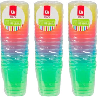 Excellent Houseware Shotglas - 60x - kleuren - kunststof? - 30 ml