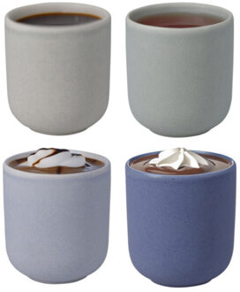 Excellent Houseware Siaki Koffiemok / theemok Nordic - set van 4x - pastel mix - 250 ml - mokken - keramiek