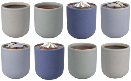 Excellent Houseware Siaki Koffiemok / theemok Nordic - set van 8x - pastel mix - 250 ml - mokken - keramiek