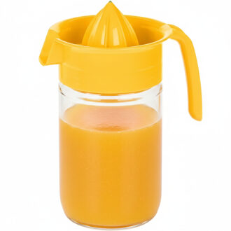 Excellent Houseware Sinaasappelpers/citruspers - Handmatig - geel- 660 ml - transparant glas - 19 x 10 cm