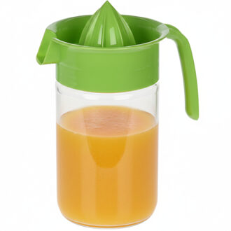 Excellent Houseware Sinaasappelpers/citruspers - Handmatig - groen - 660 ml - transparant glas - 19 x 10 cm