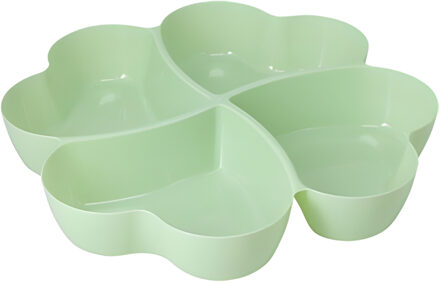 Excellent Houseware Snackschaal / serveerschaal bloem - met vakverdeling - groen - kunststof - D32 cm - Serveerschalen