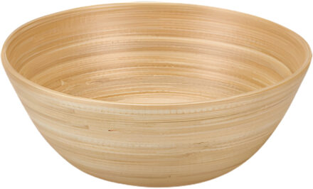 Excellent Houseware Snackschaaltje / kommetje - D18 x H7 cm - bamboe - naturel - soep / yoghurt / chips