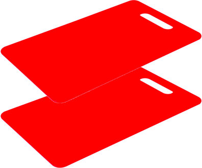 Excellent Houseware snijplank - 2x - rood - kunststof - 24 x 15 cm - Snijplanken