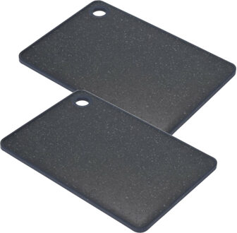 Excellent Houseware snijplank - 2x stuks - zwart gemeleerd - kunststof - 27 x 20 cm