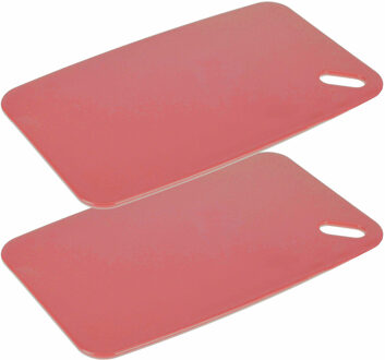 Excellent Houseware Snijplank - 2x - zalm roze - Kunststof - 35 x 24 cm - Snijplanken Rood