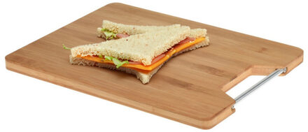 Excellent Houseware Snijplank bamboe hout - met handvat - 32 x 25 cm - keuken serveerplanken