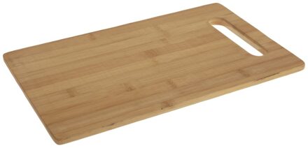 Excellent Houseware Snijplank bamboe hout rechthoek met handvat 36 cm - Snijplanken Bruin