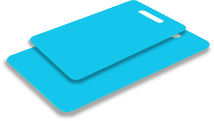 Excellent Houseware snijplank - set van 2 formaten - blauw - kunststof