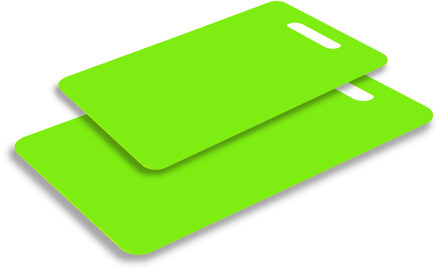 Excellent Houseware snijplank - set van 2 formaten - groen - kunststof