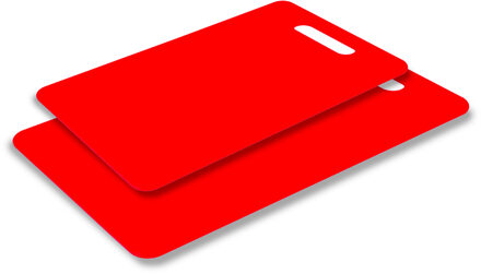 Excellent Houseware snijplank - set van 2 formaten - rood - kunststof - Snijplanken
