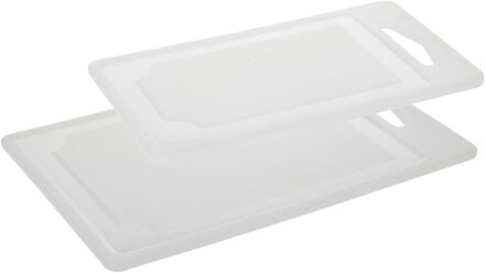 Excellent Houseware snijplank - set van 2 formaten - wit - kunststof