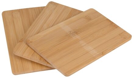 Excellent Houseware Snijplanken/broodplanken bamboe hout - set van 3x - 22 x 15 cm - Snijplanken Bruin