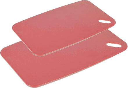 Excellent Houseware Snijplanken - set van 2 - kunststof - zalm roze - 30/35 cm