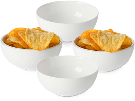 Excellent Houseware Soep Kommetjes - 6x - Serveer schaaltjes - Bologna - keramiek - 15 x 6 cm - wit