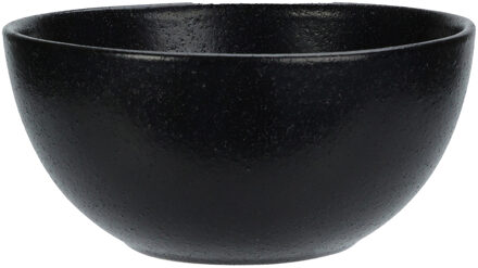 Excellent Houseware Soepkommen - Lava stone - keramiek - D15 x H7 cm - zwart - Stapelbaar - Kommetjes