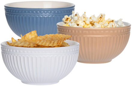 Excellent Houseware Soepkommen/schaaltjes - Roman - 6x stuks - multi kleuren - keramiek - D14 x H7 cm - Stapelbaar