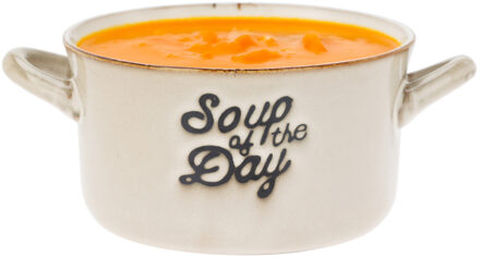 Excellent Houseware Soepkommen/serveer schaaltjes - 1x - porselein - 500ml - beige - Kommetjes Wit