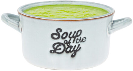 Excellent Houseware Soepkommen/serveer schaaltjes - 1x - porselein - 500ml - lichtblauw - Kommetjes Wit