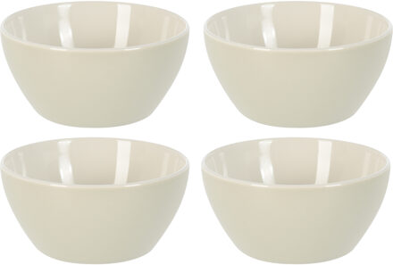 Excellent Houseware Soepkommen/serveer schaaltjes - 4x - Acapulco- porselein - D14 x H6.5 cm - creme - Stapelbaar