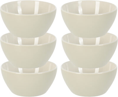 Excellent Houseware Soepkommen/serveer schaaltjes - 6x - Acapulco- porselein - D14 x H6.5 cm - creme - Stapelbaar
