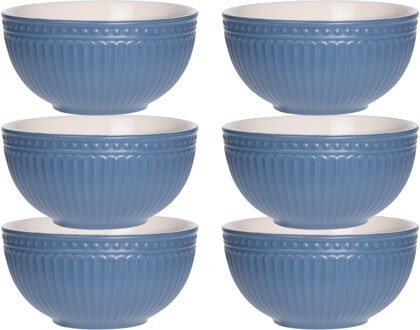 Excellent Houseware Soepkommen/serveer schaaltjes - 6x - Roman Style - keramiek - D14 x H7 cm - nacht blauw - Stapelbaar