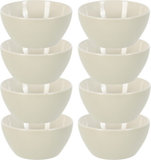 Excellent Houseware Soepkommen/serveer schaaltjes - 8x - Acapulco- porselein - D14 x H6.5 cm - creme - Stapelbaar