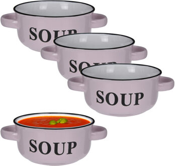 Excellent Houseware Soepkommen/serveer schaaltjes - 8x - porselein - D13 x H7 cm - lichtroze