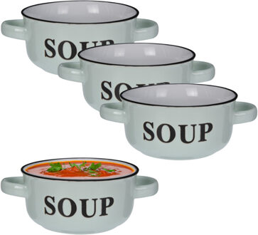 Excellent Houseware Soepkommen/serveer schaaltjes - 8x - porselein - D13 x H7 cm - mintgroen
