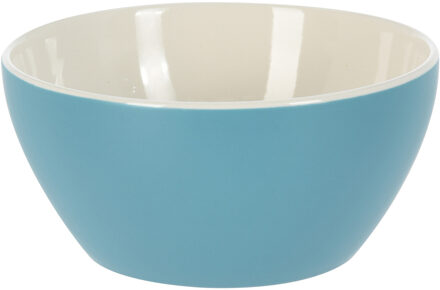 Excellent Houseware Soepkommen/serveer schaaltjes - Acapulco- porselein - D14 x H6.5 cm - blauw - Stapelbaar