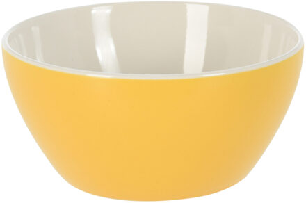 Excellent Houseware Soepkommen/serveer schaaltjes - Acapulco- porselein - D14 x H6.5 cm - geel - Stapelbaar