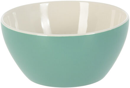 Excellent Houseware Soepkommen/serveer schaaltjes - Acapulco- porselein - D14 x H6.5 cm - groen - Stapelbaar