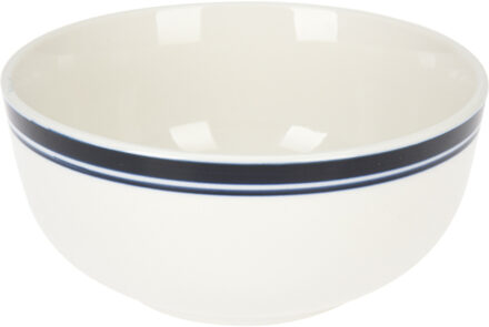 Excellent Houseware Soepkommen/serveer schaaltjes - Bologna - porselein - D13 x H7.5 cm - wit/blauw