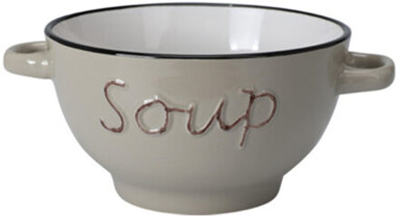 Excellent Houseware Soepkommen/serveer schaaltjes - Gres - porselein - D14 x H8 cm - bruin